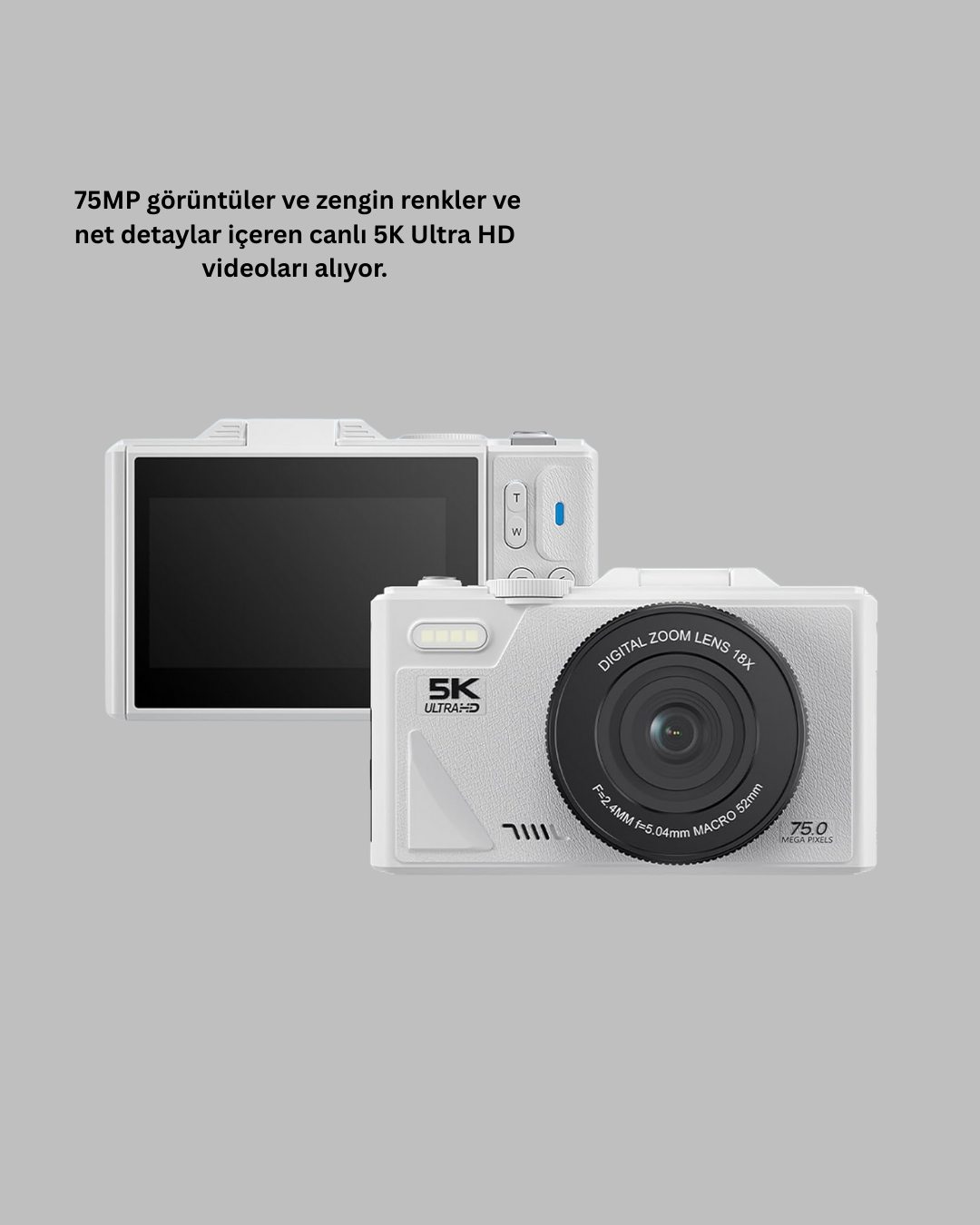 Taşınabilir 5K UHD Fotoğraf ve Video Kamera Otofokus WiFi - Görsel 4
