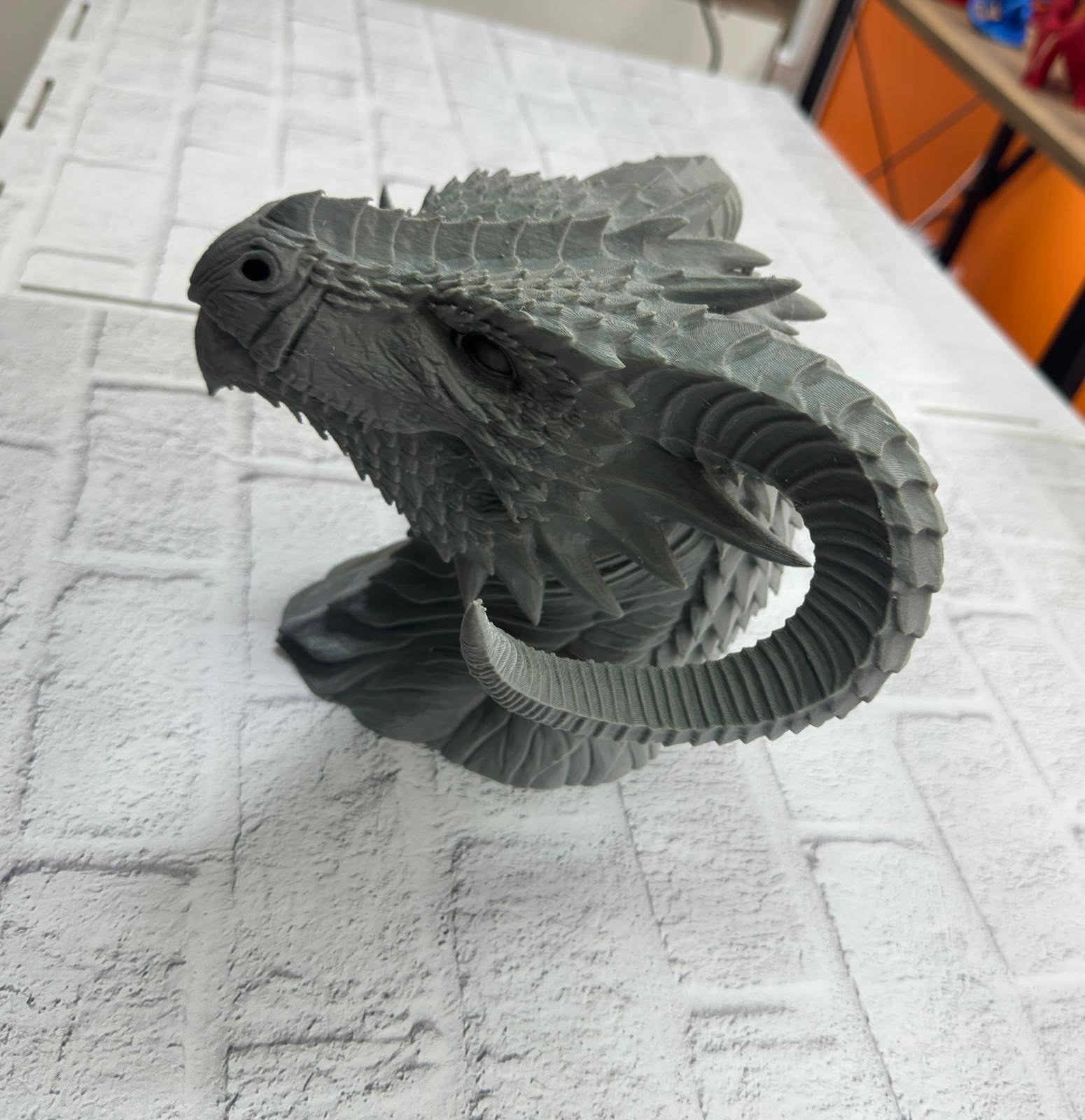 3D Ejderha Başı Heykeli Koleksiyonluk Dekoratif Figür 22x17 cm - Görsel 4