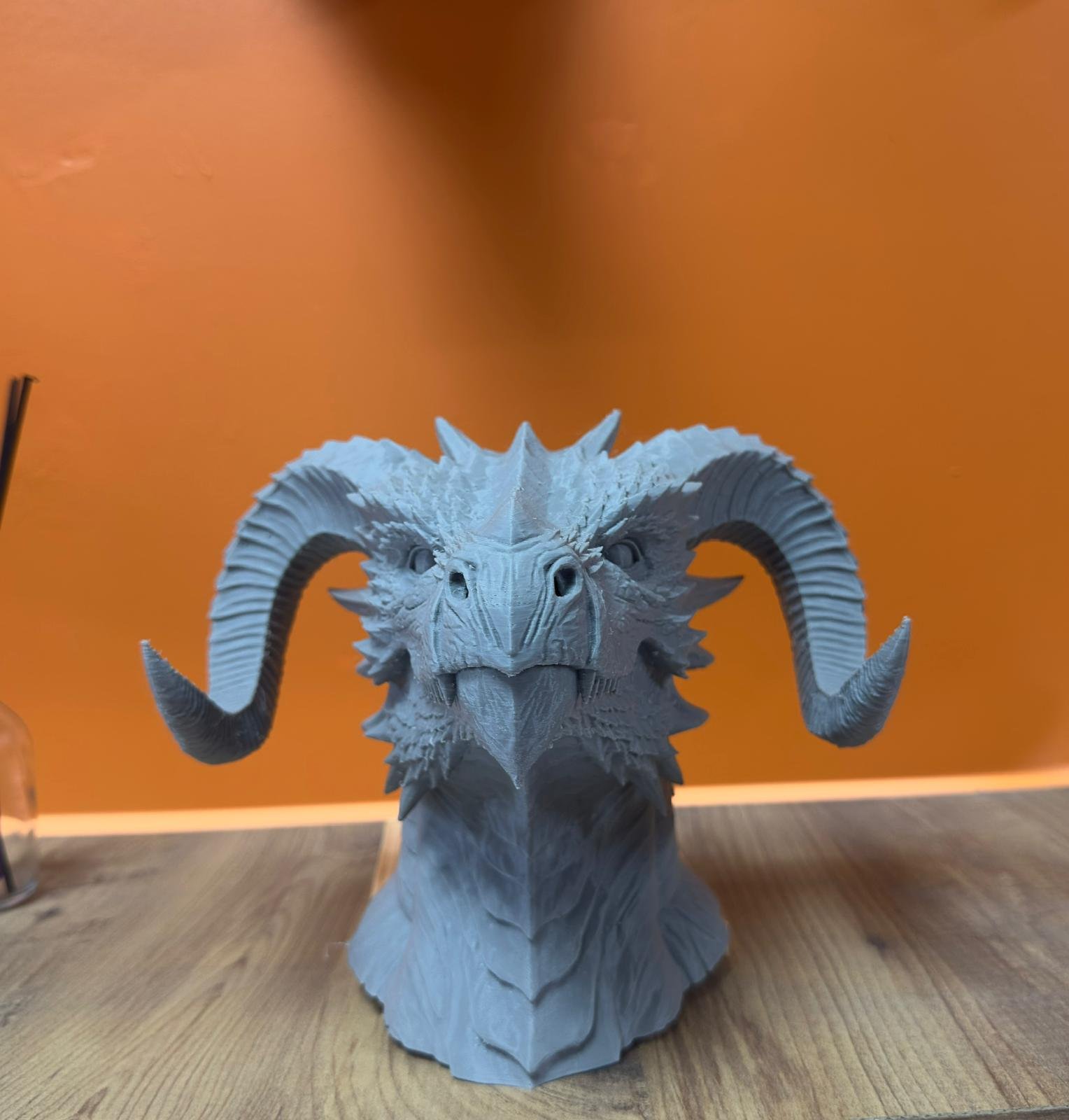 3D Ejderha Başı Heykeli Koleksiyonluk Dekoratif Figür 22x17 cm - Görsel 5