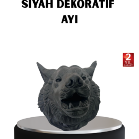 3D Siyah Ayı Başı Duvar Süsü Özel Tasarım Dekoratif Heykel 25x19 cm