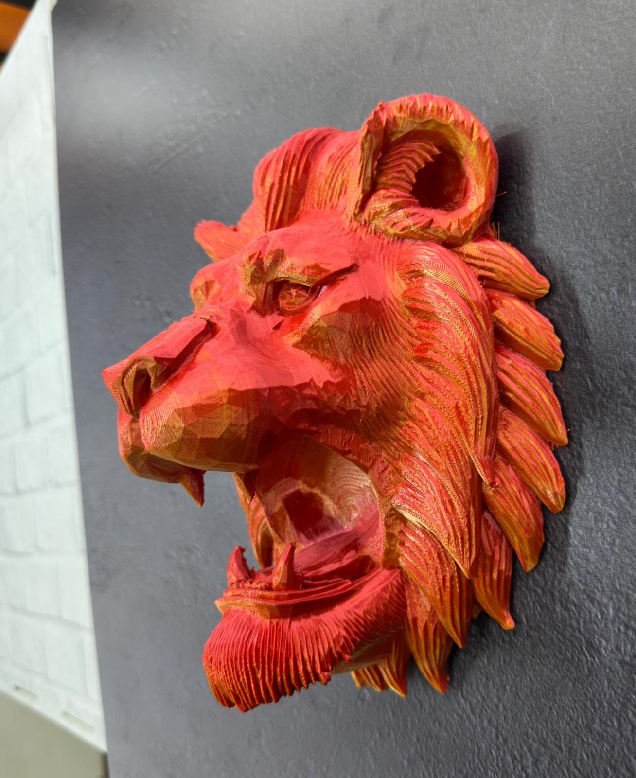 Özel Tasarım 3D Aslan Figürü Duvar Süsü Dekoratif Heykel 20x21 cm - Görsel 4