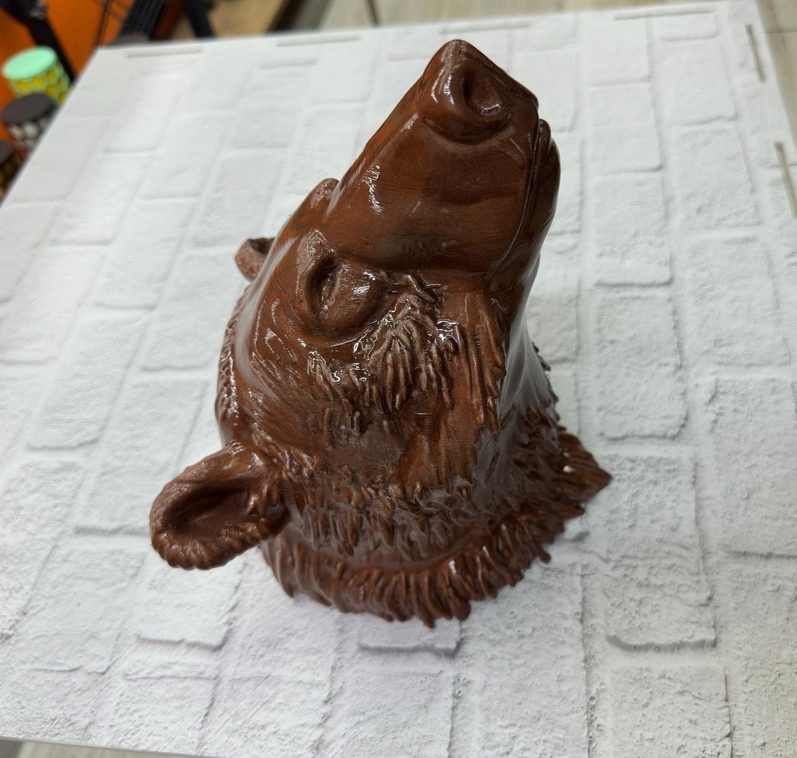 Ayı Başı Duvar Dekoru Modern Asılabilir Heykel 25x19 cm - Görsel 4