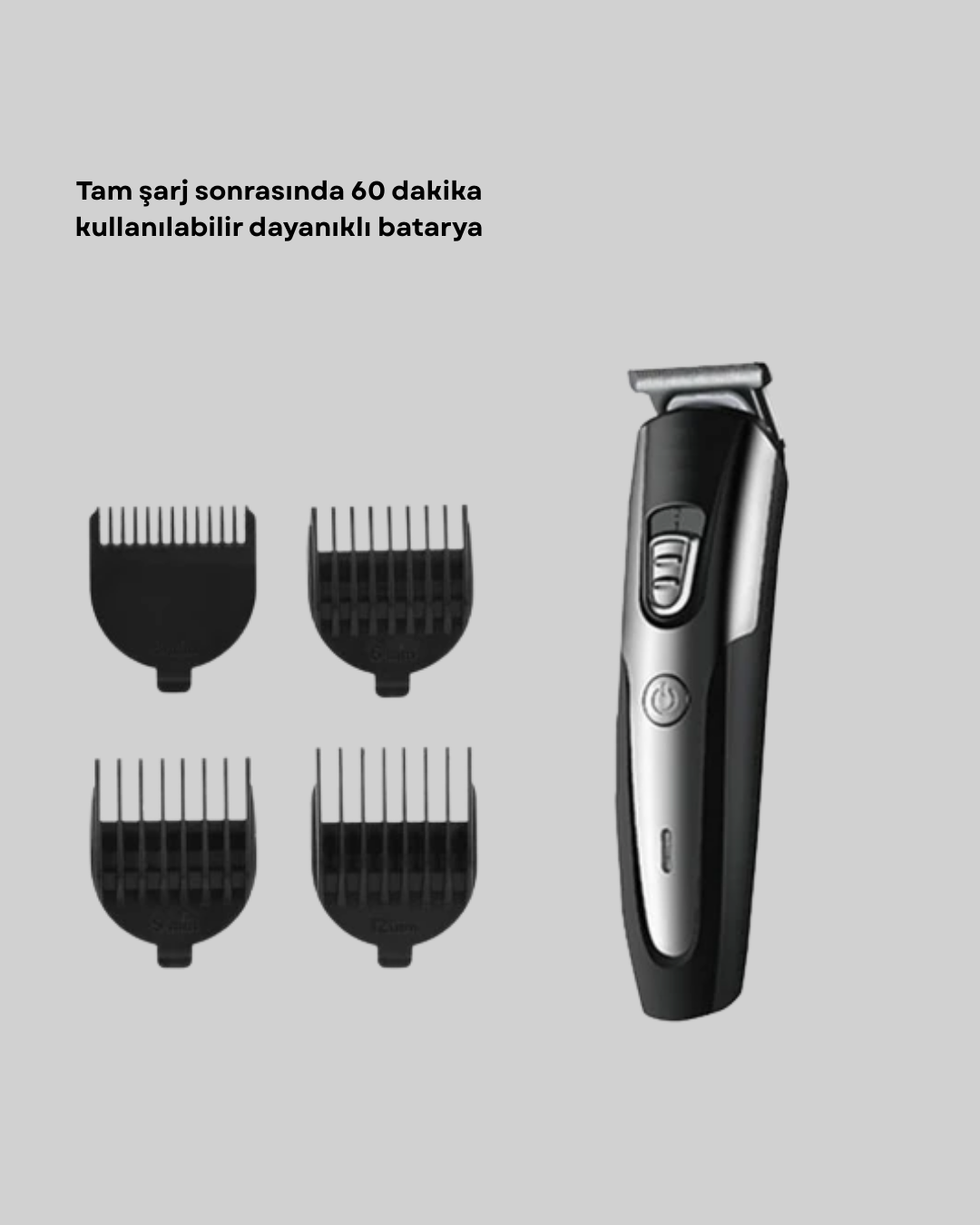 Kuaför Tipi Şarjlı Saç ve Sakal Kesme Makinesi Güçlü Motorlu - Görsel 2