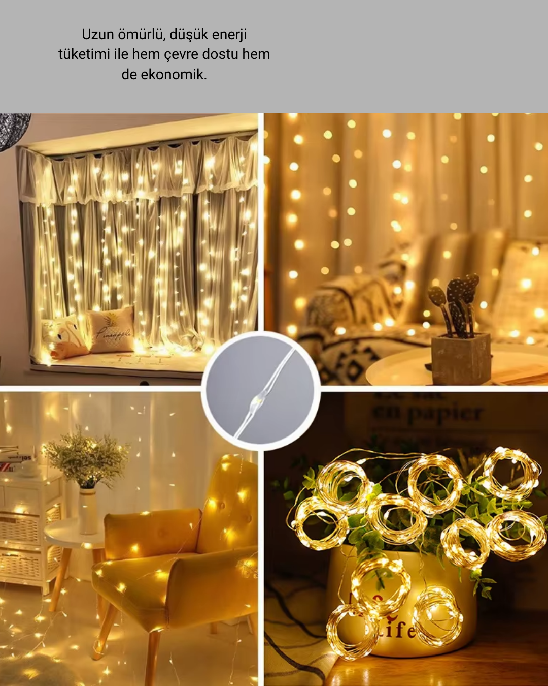 3x3 Perde LED Işık Şelale Model Özel Gün Dekoratif Aydınlatma - Görsel 4