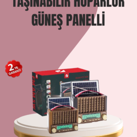 Solar Panel Şarjlı Taşınabilir Radyo Bluetooth Hoparlör Müzik Kutusu
