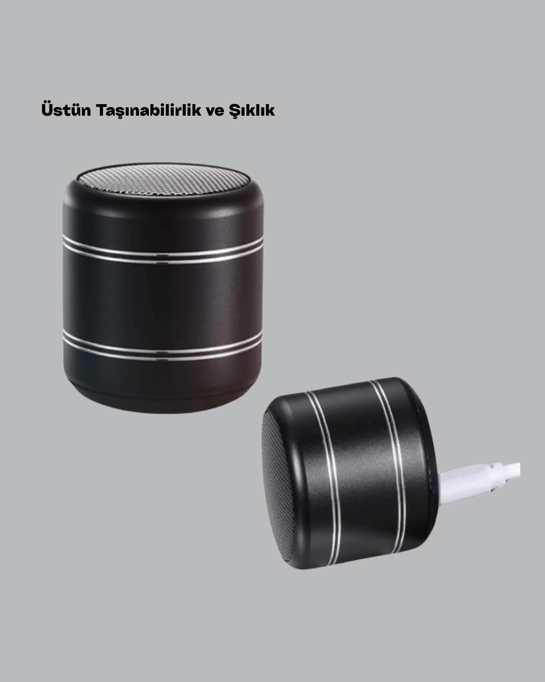 Mini Silindir Kablosuz Hoparlör Güçlü Ses 4W Bas + TWS Senkron Özellik - Görsel 4