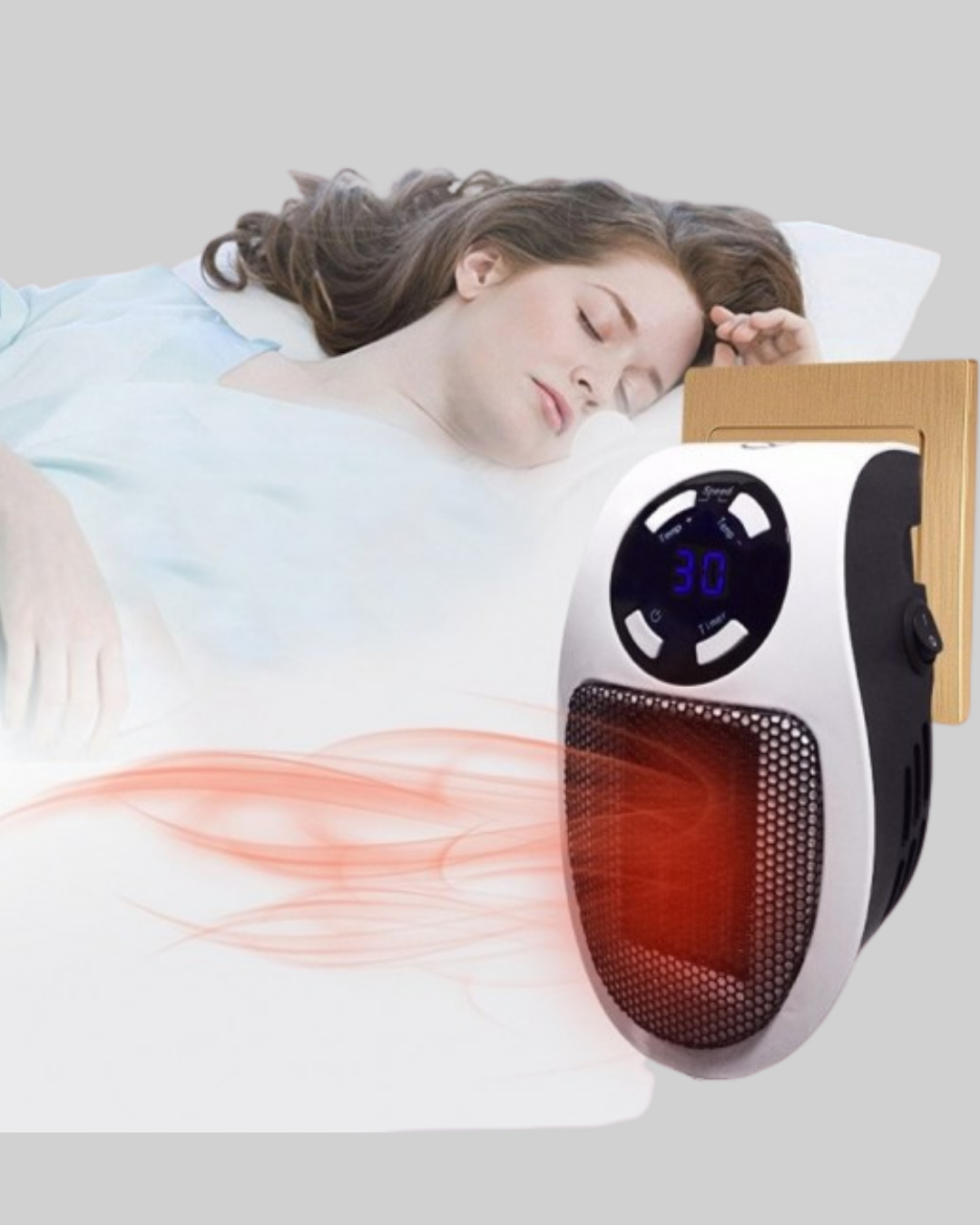 Priz Tipi Mini Isıtıcı LED Ekran Ayarlı Sıcaklık Zamanlayıcı - Görsel 2