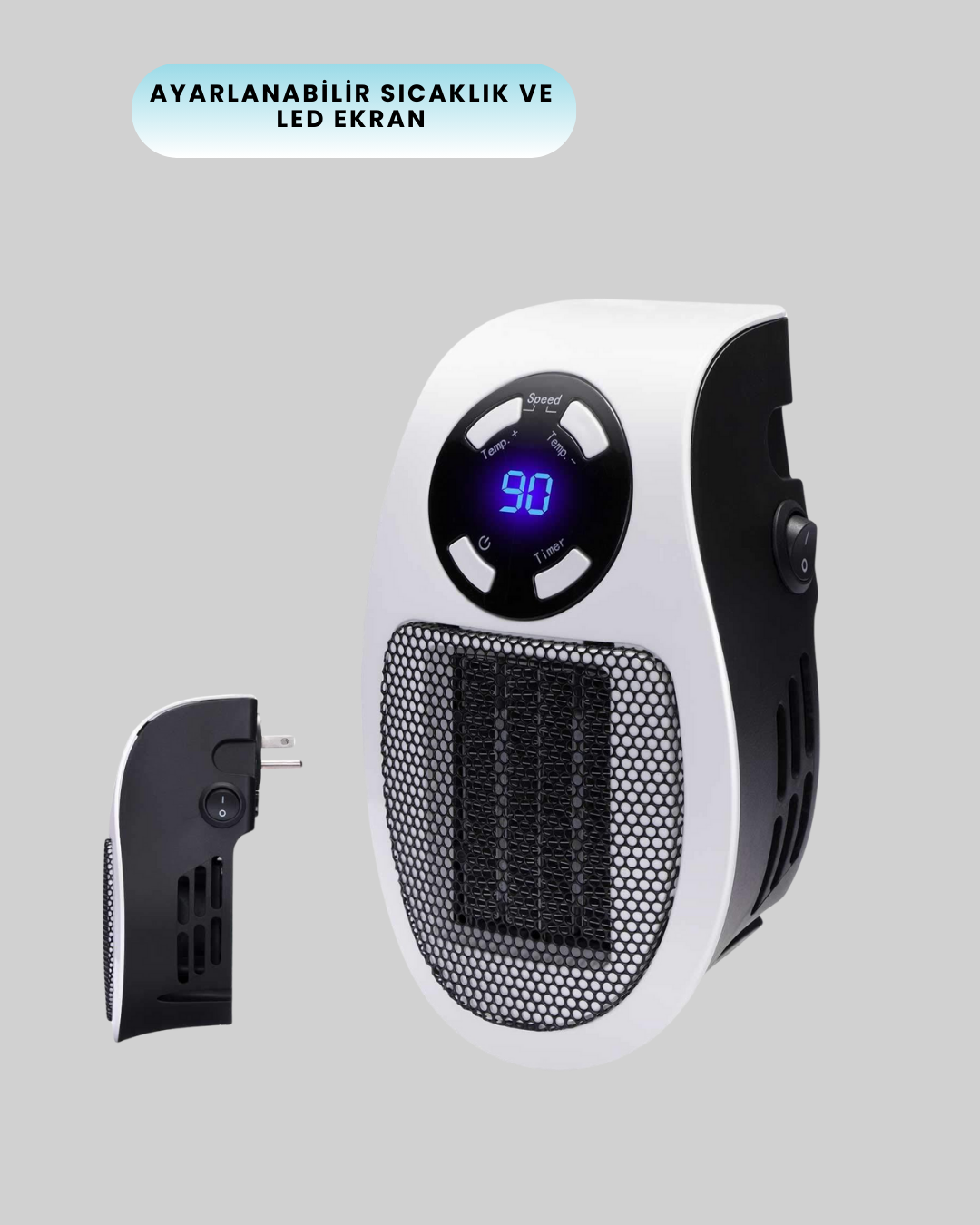 Priz Tipi Mini Isıtıcı LED Ekran Ayarlı Sıcaklık Zamanlayıcı - Görsel 4