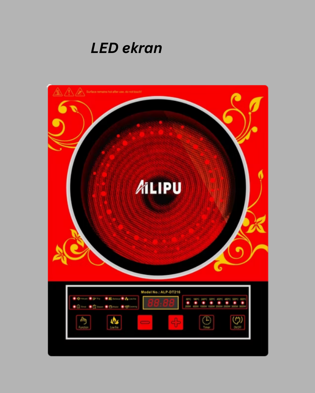 8 Programlı LED Ekranlı İndüksiyon Ocak 80–270°C Sıcaklık Ayarı - Görsel 3