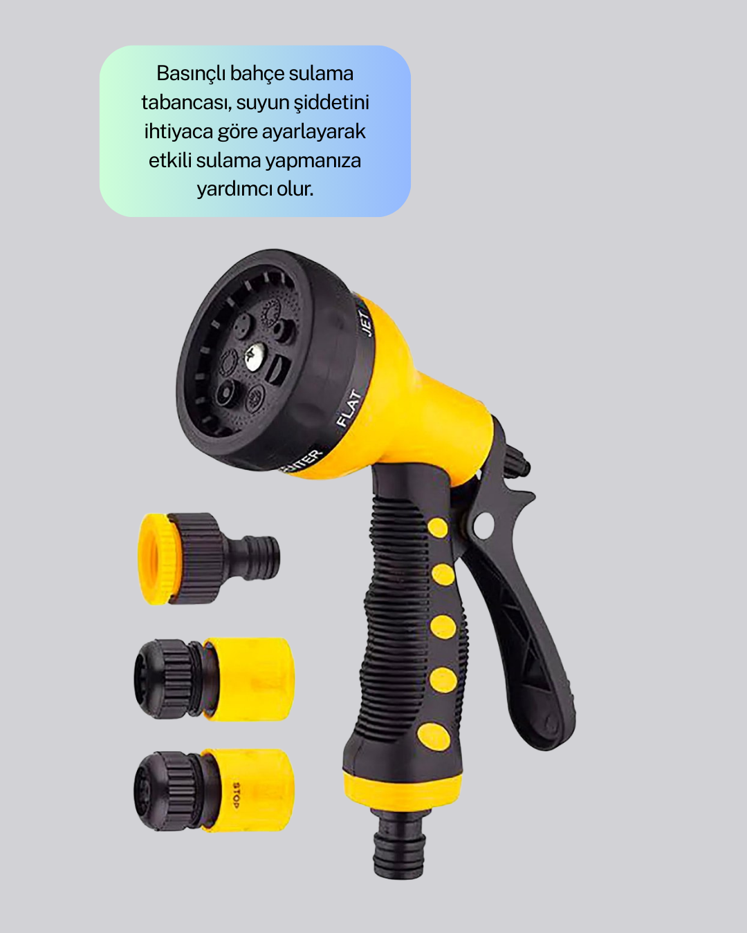 Çok Fonksiyonlu Bahçe Sulama Tabancası Ergonomik Basınçlı Sprey - Görsel 2