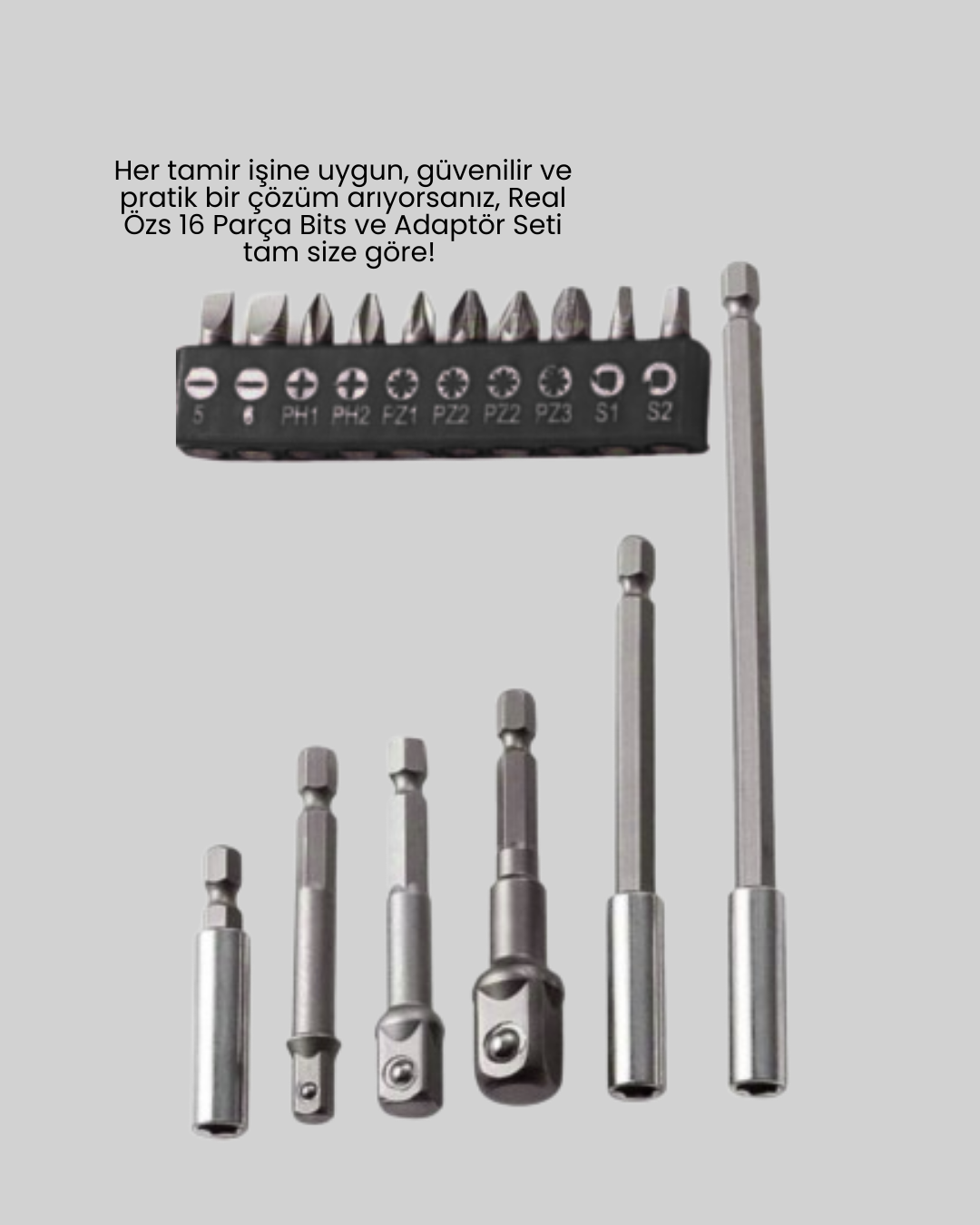 16 Parça Bits ve Adaptör Seti Vidalama Tamir Bakım Seti - Görsel 5