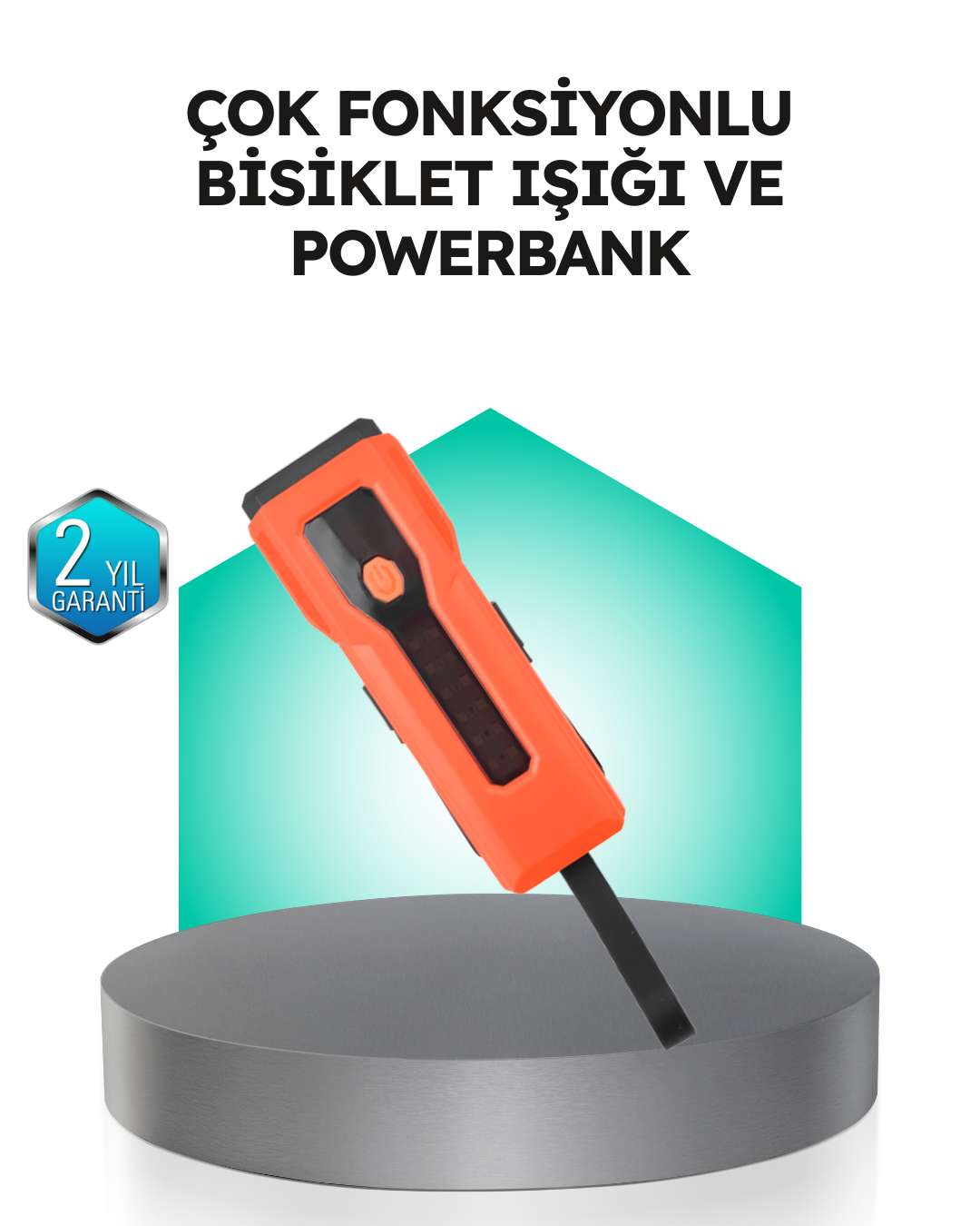 5000 mAh Bataryalı Bisiklet Farı COB Çakar Çok Fonksiyonlu