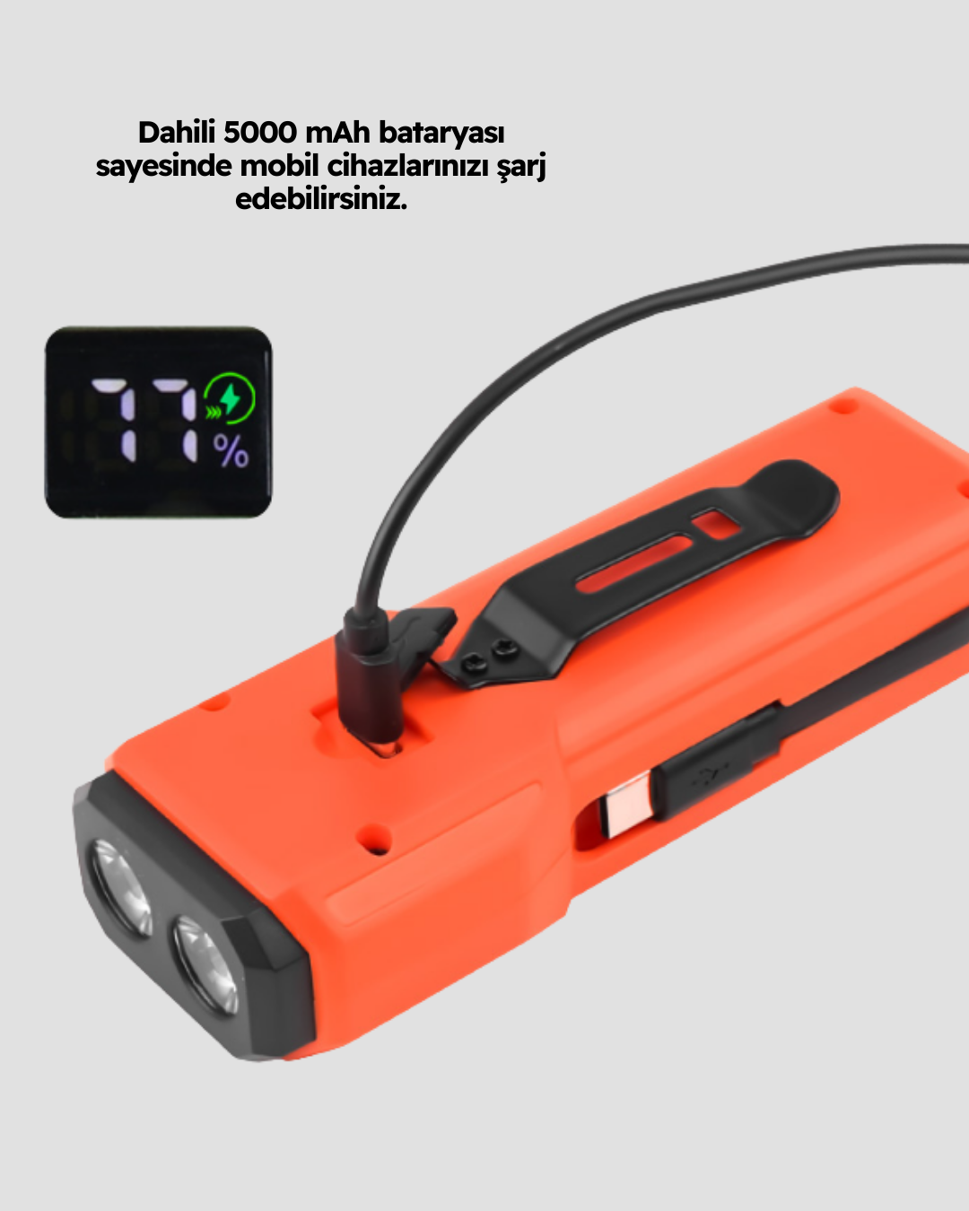 Su Geçirmez Bisiklet Işığı 5000 mAh Powerbankli Ön Far - Görsel 2