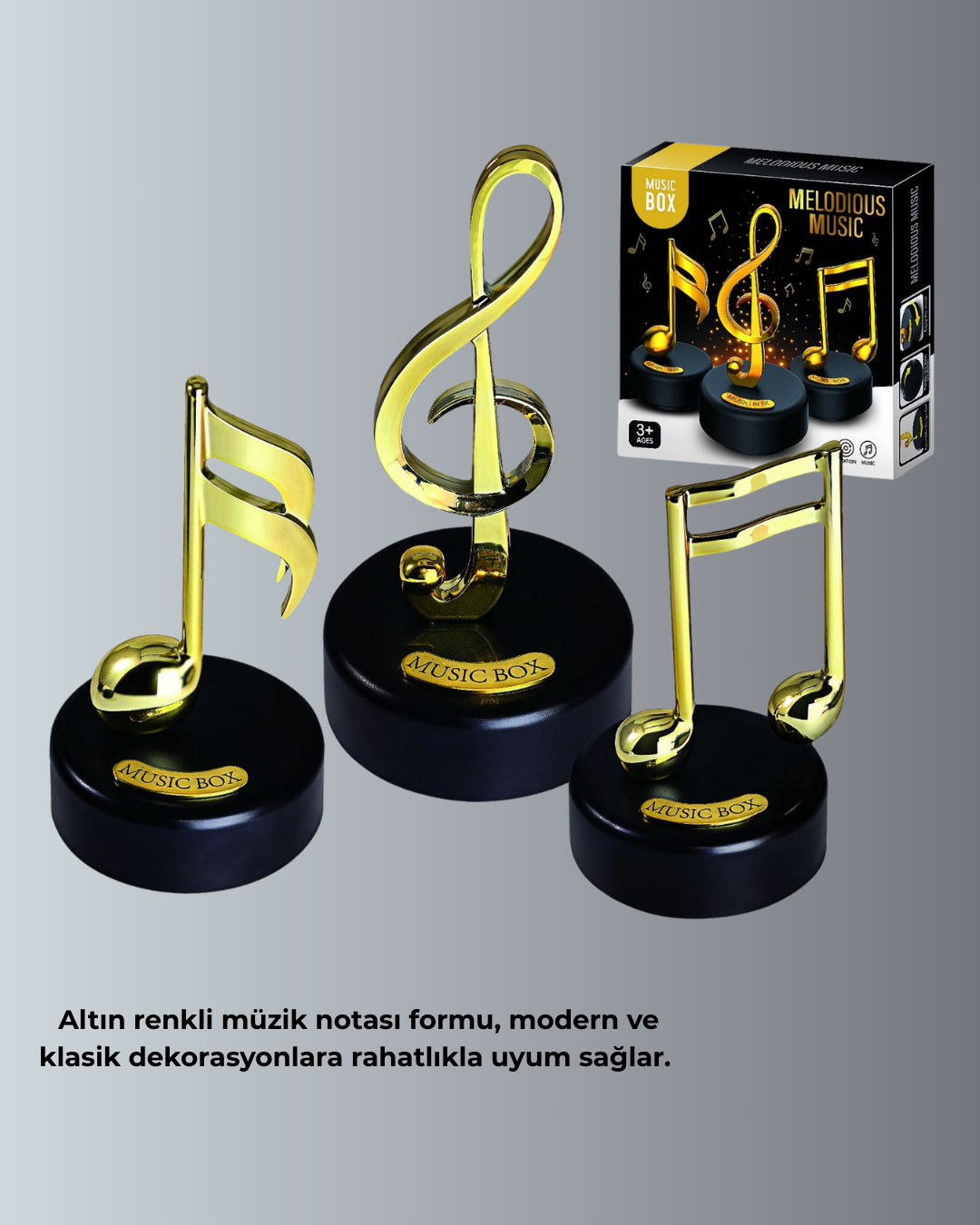 Sol Anahtarı Temalı Döner Müzik Kutusu Melodili Dekoratif Ürün - Görsel 5