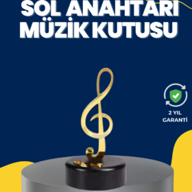 Altın Sol Anahtarı Müzik Kutusu Döner Mekanizmalı