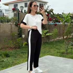 Kadın Modal Dokulu Kumaş Yanı şeritli Takım