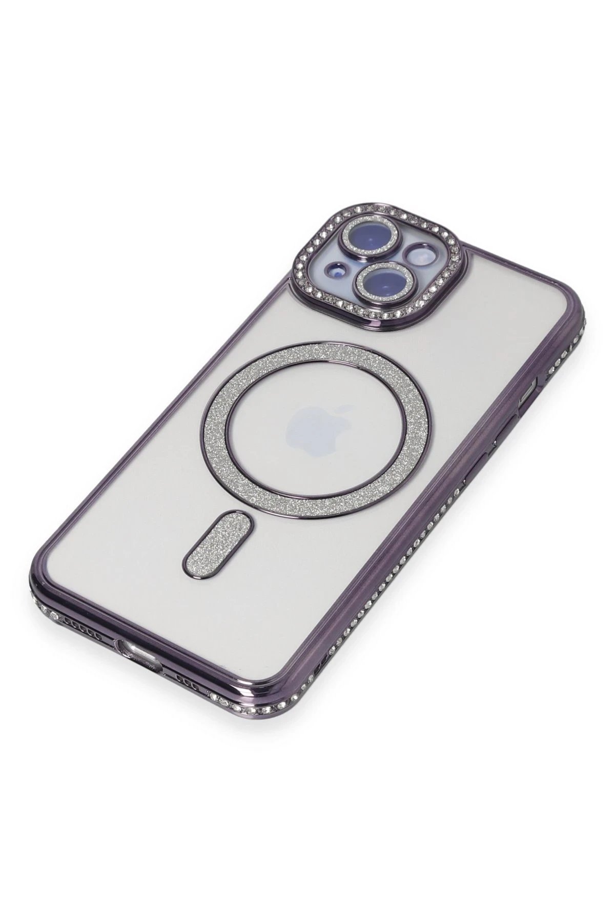 iPhone 15 Kılıf Joke Simli Magneticsafe Kılıf - Derin Mor-(5796) - Görsel 3