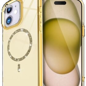 Apple iPhone 11 Live Diamond Magsafe Kapak - Sarı-(5796)