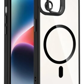 Apple iPhone 11 Remim Lensli Magsafe Standlı Kapak - Siyah-(5796)