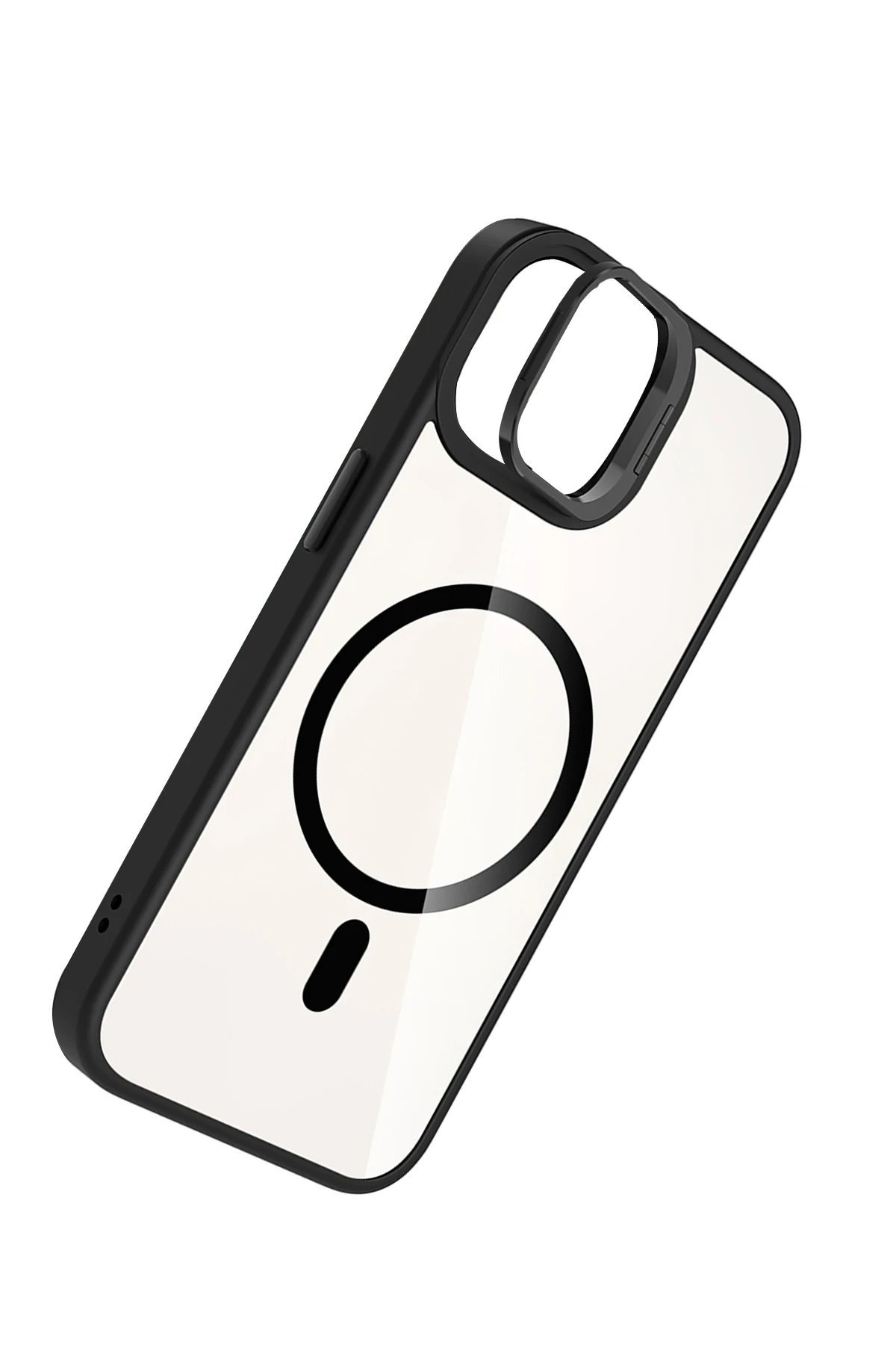 Apple iPhone 11 Remim Lensli Magsafe Standlı Kapak - Siyah-(5796) - Görsel 4