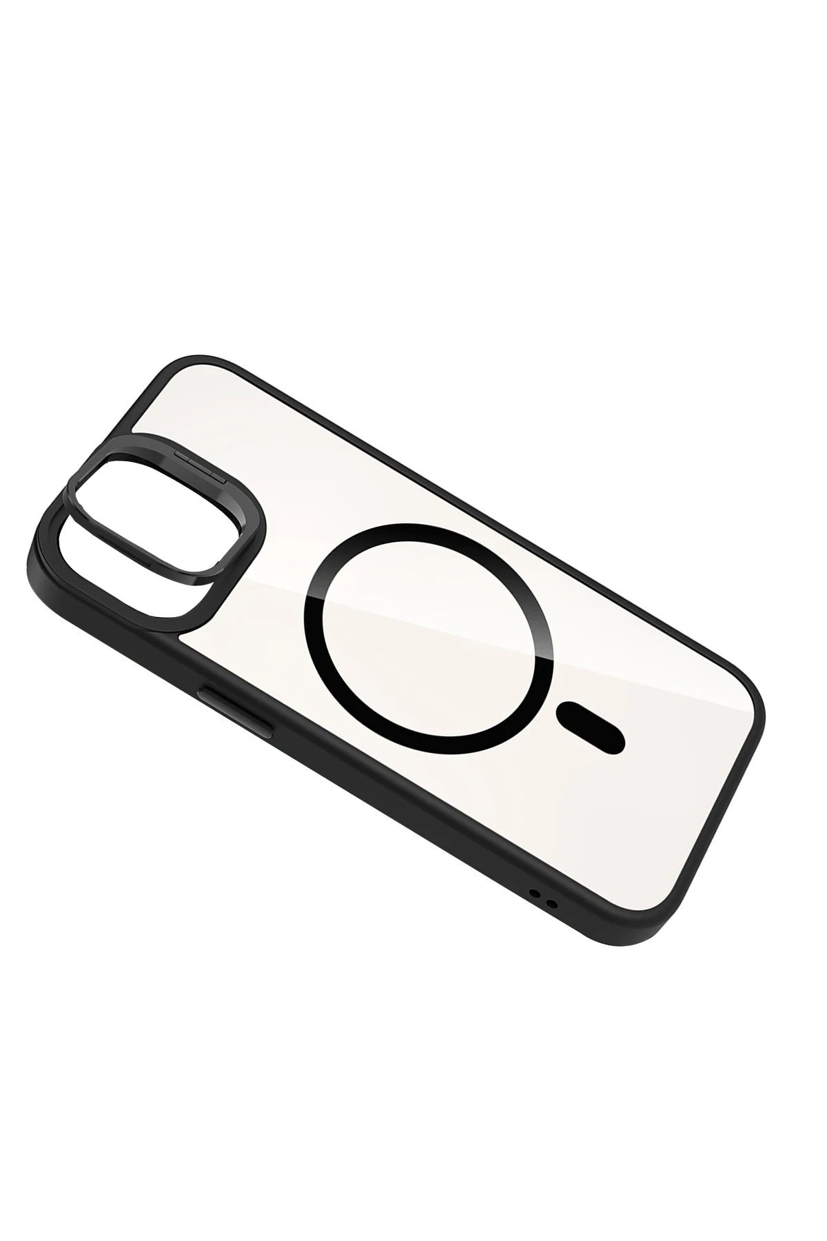 Apple iPhone 11 Remim Lensli Magsafe Standlı Kapak - Siyah-(5796) - Görsel 5