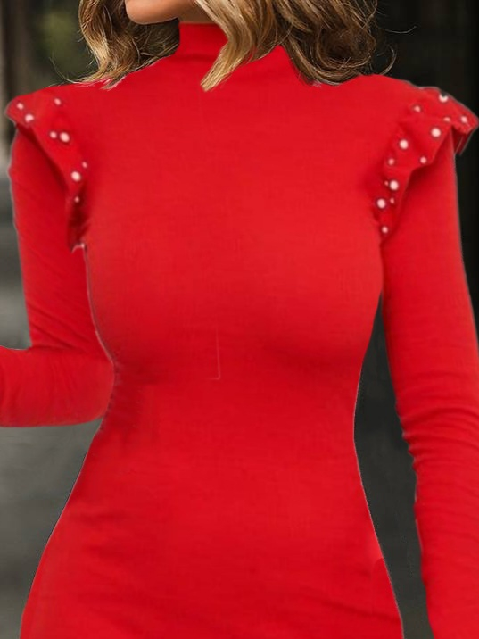 Omuz Inci Detay Kaşkorse Elbise - Görsel 2