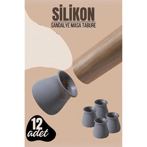 HSNET Masa ve Sandalye Ayak Koruyucu Silikon Zemin Koruyucu GRİ 12 ADET